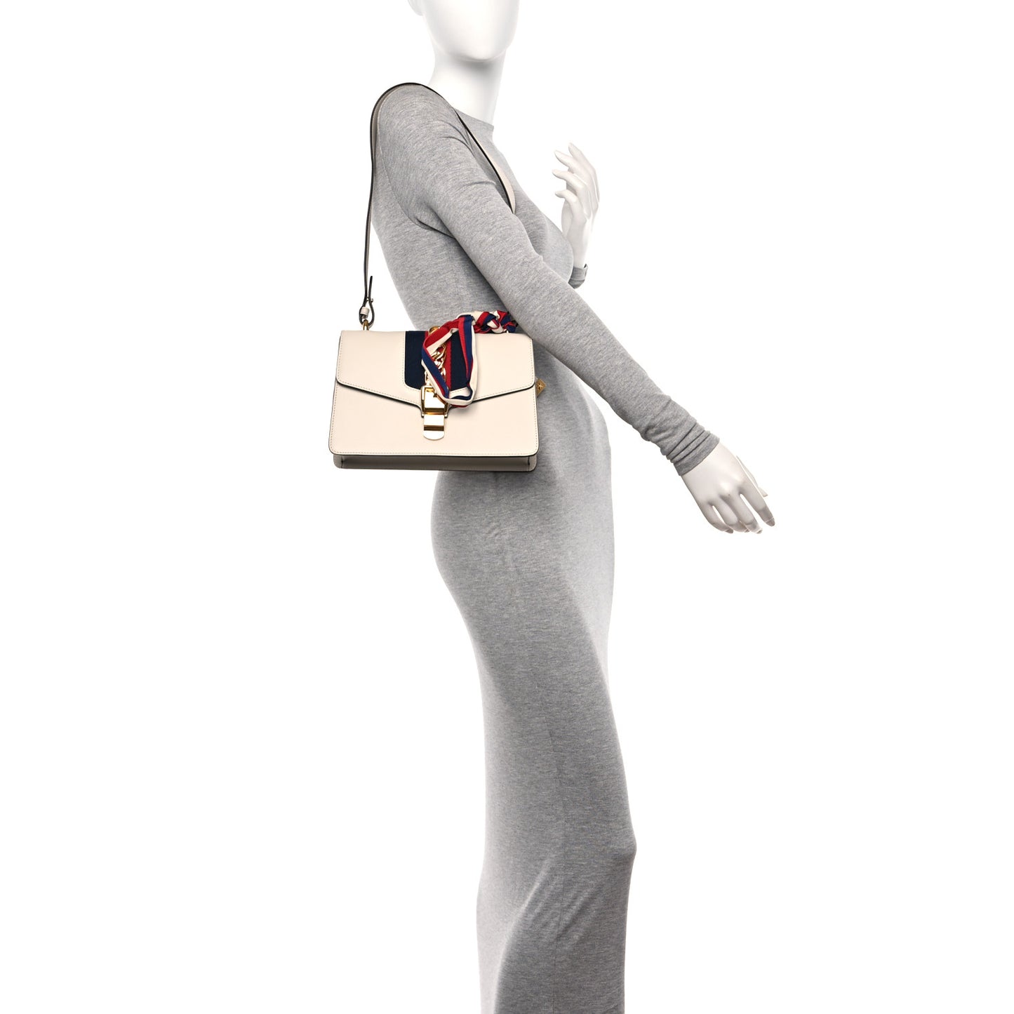 Calfskin Small Sylvie Shoulder Bag Off White