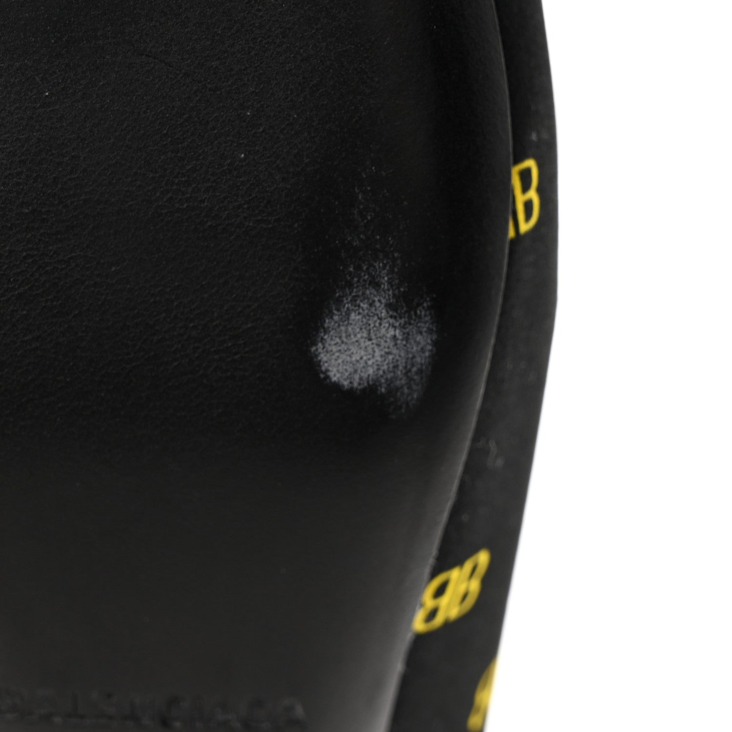 Balenciaga Crepe Satin BB Printed Pointy Toe Knife Flat 40mm Mules 36 Black Yellow Fluo 11 of 17