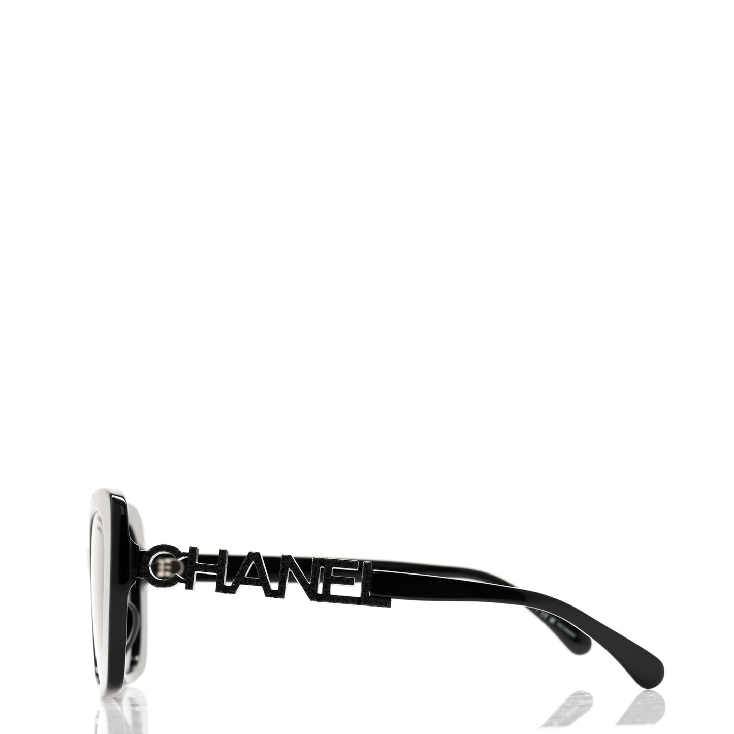 Acetate Strass Polarized Square Sunglasses 5422-B-A Black