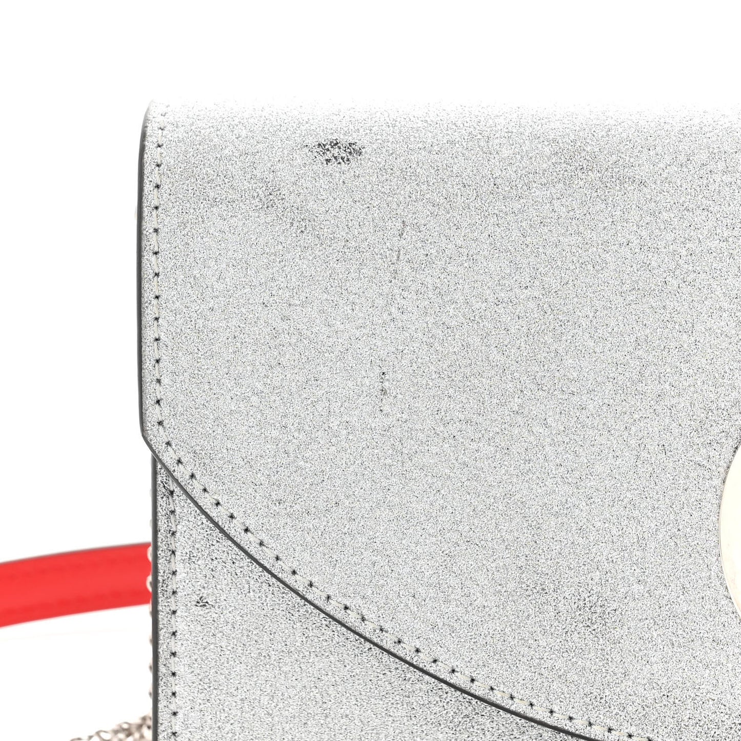 Glitter Calfskin Loubi54 Crossbody Clutch Silver