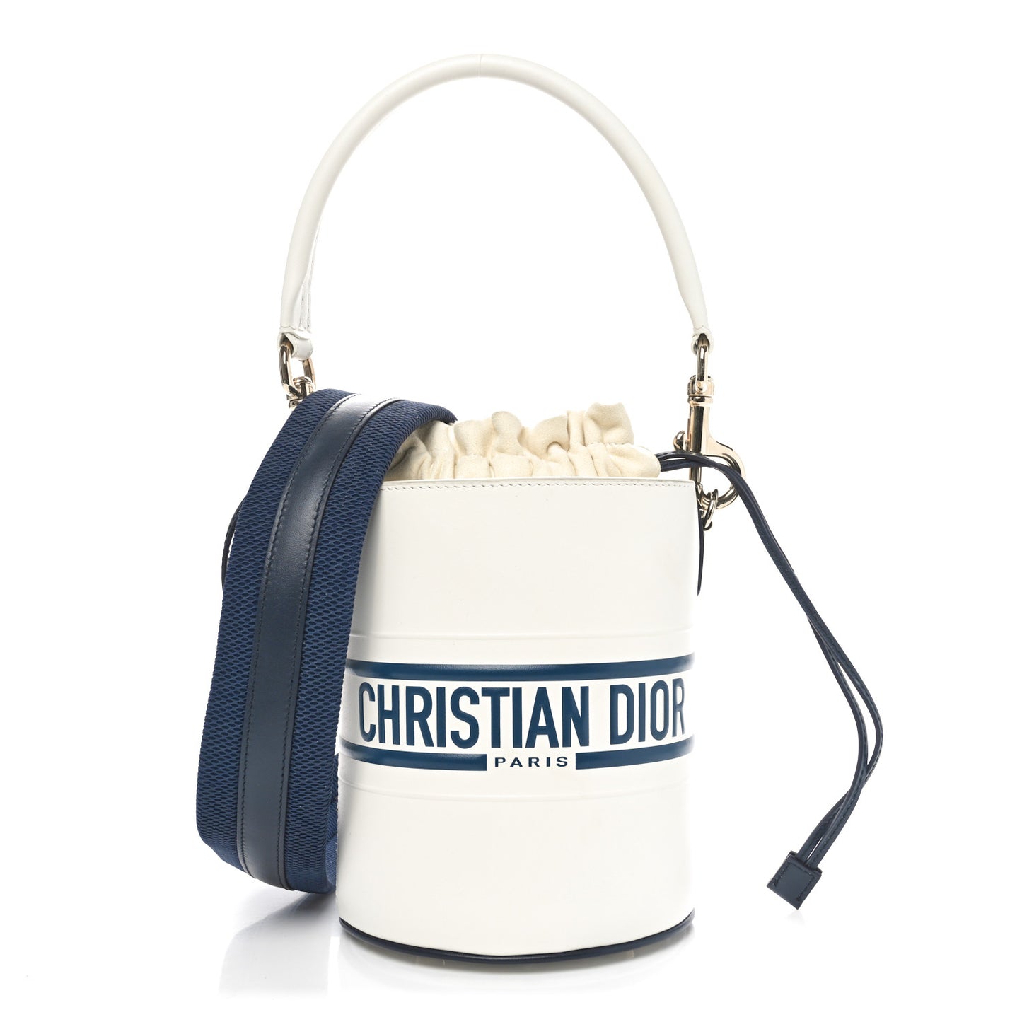 Calfskin Small Dior Vibe Bucket White Blue