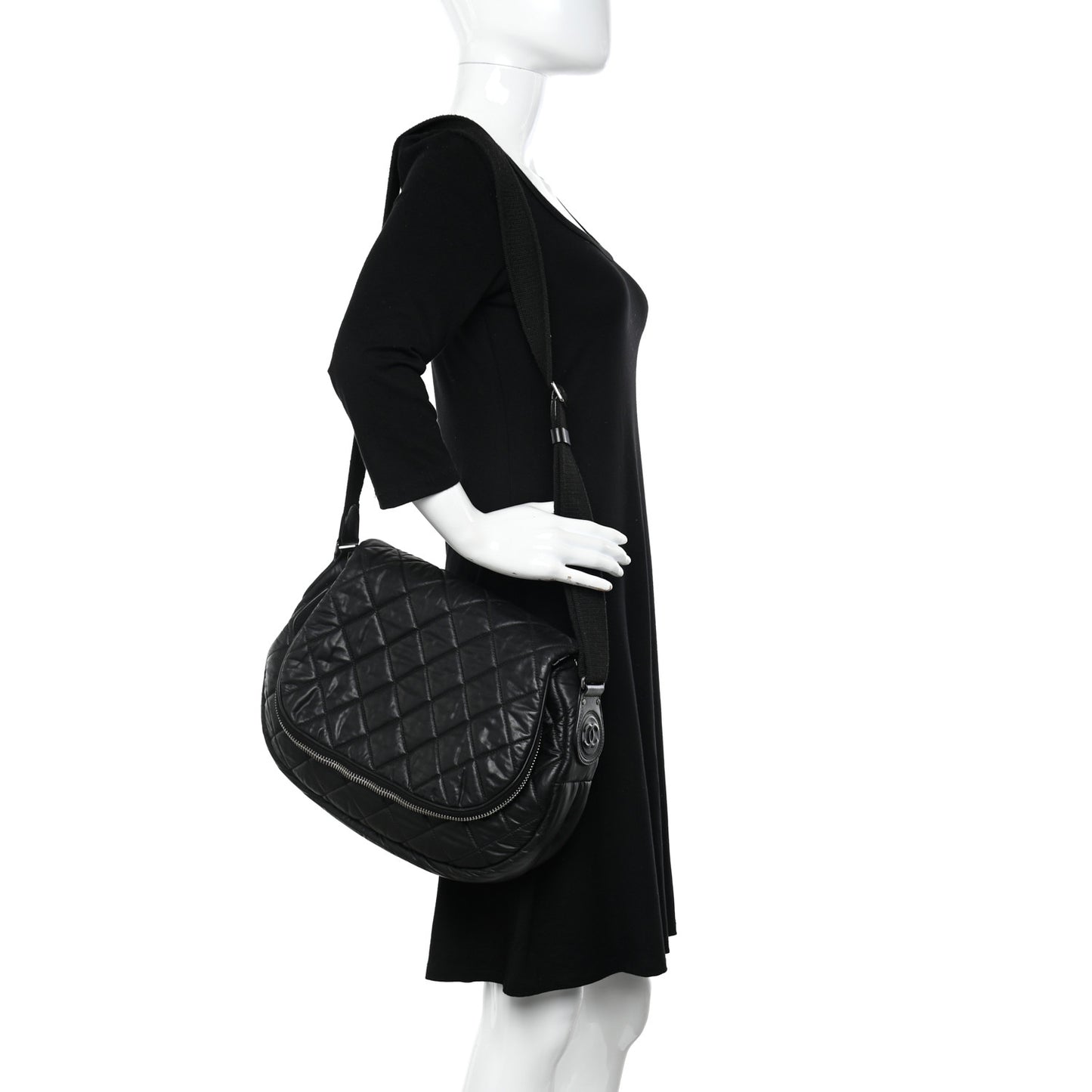 Nylon Quilted Coco Cocoon Messenger Black