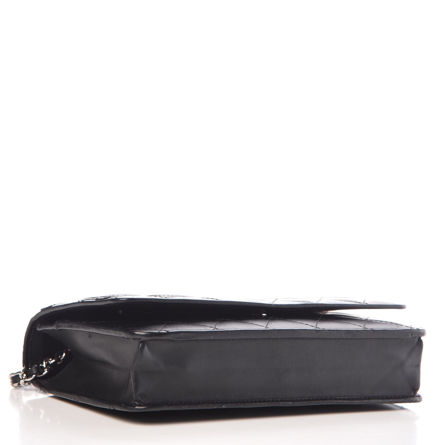 Calfskin Quilted Cambon Wallet On Chain WOC Black