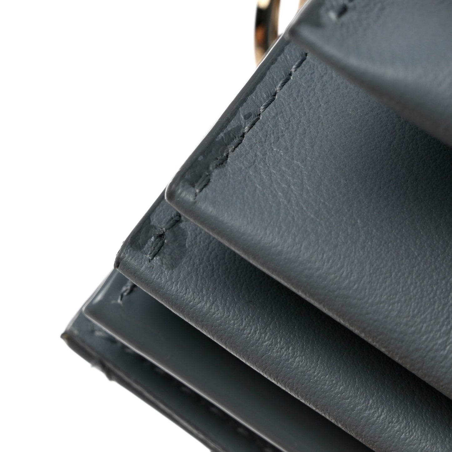 Patent Cannage Nano Lady Dior Chain Card Holder Cloud Blue