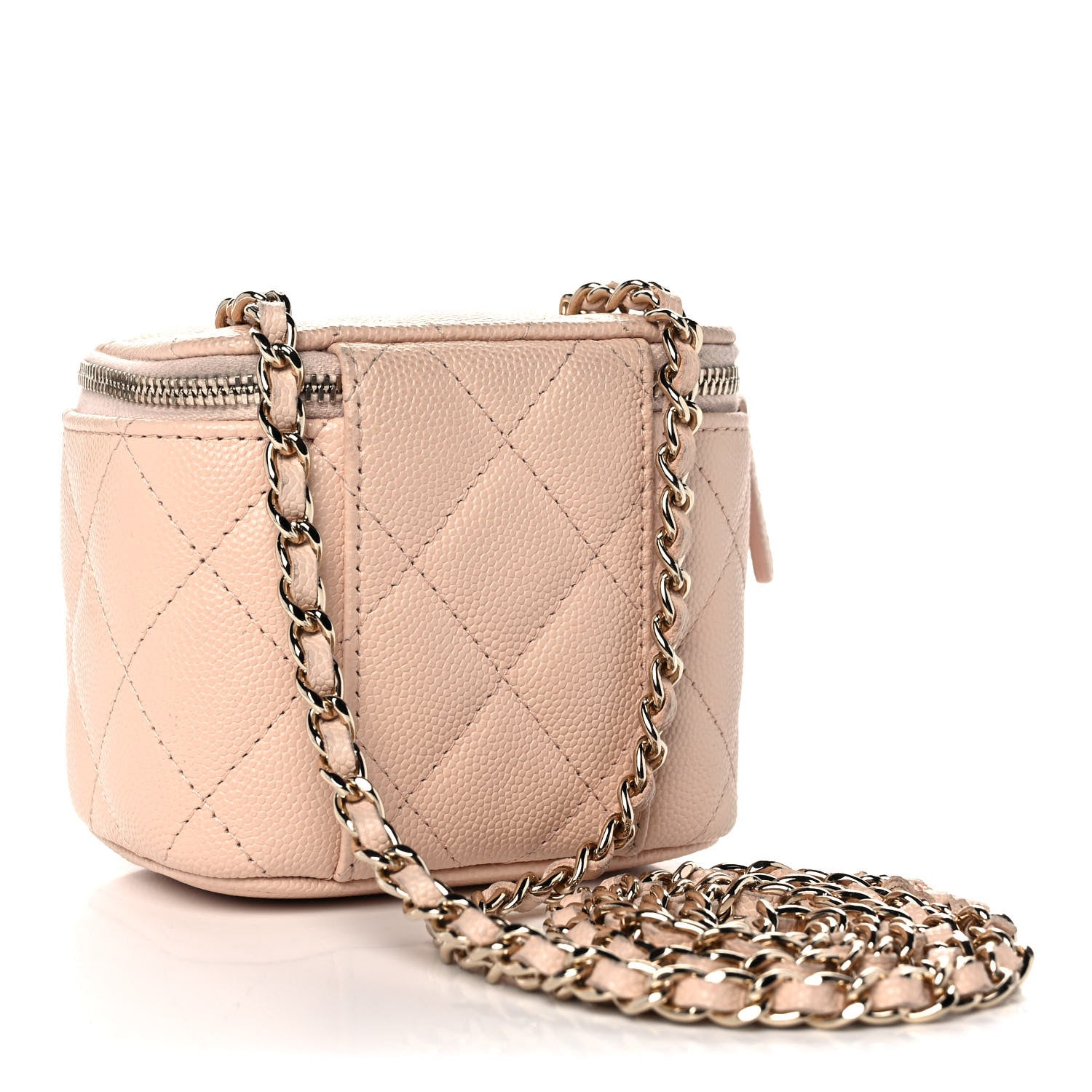 Chanel Caviar Quilted Mini Vanity Case With Chain Light Beige 3 of 9