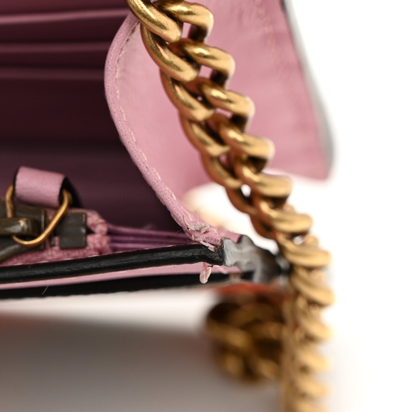 GG Supreme Monogram Strawberry Chain Wallet