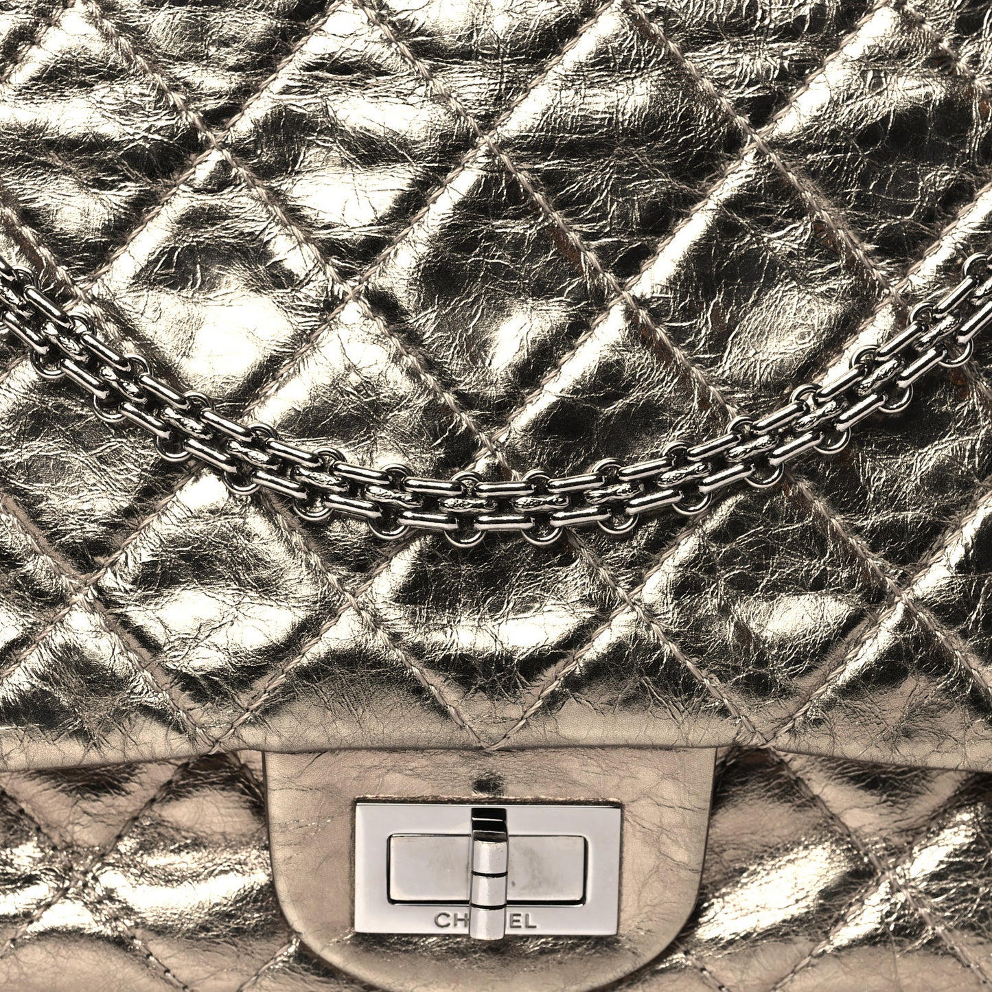 Metallic Aged Calfskin Quilted 2.55 Reissue 227 Flap Gold