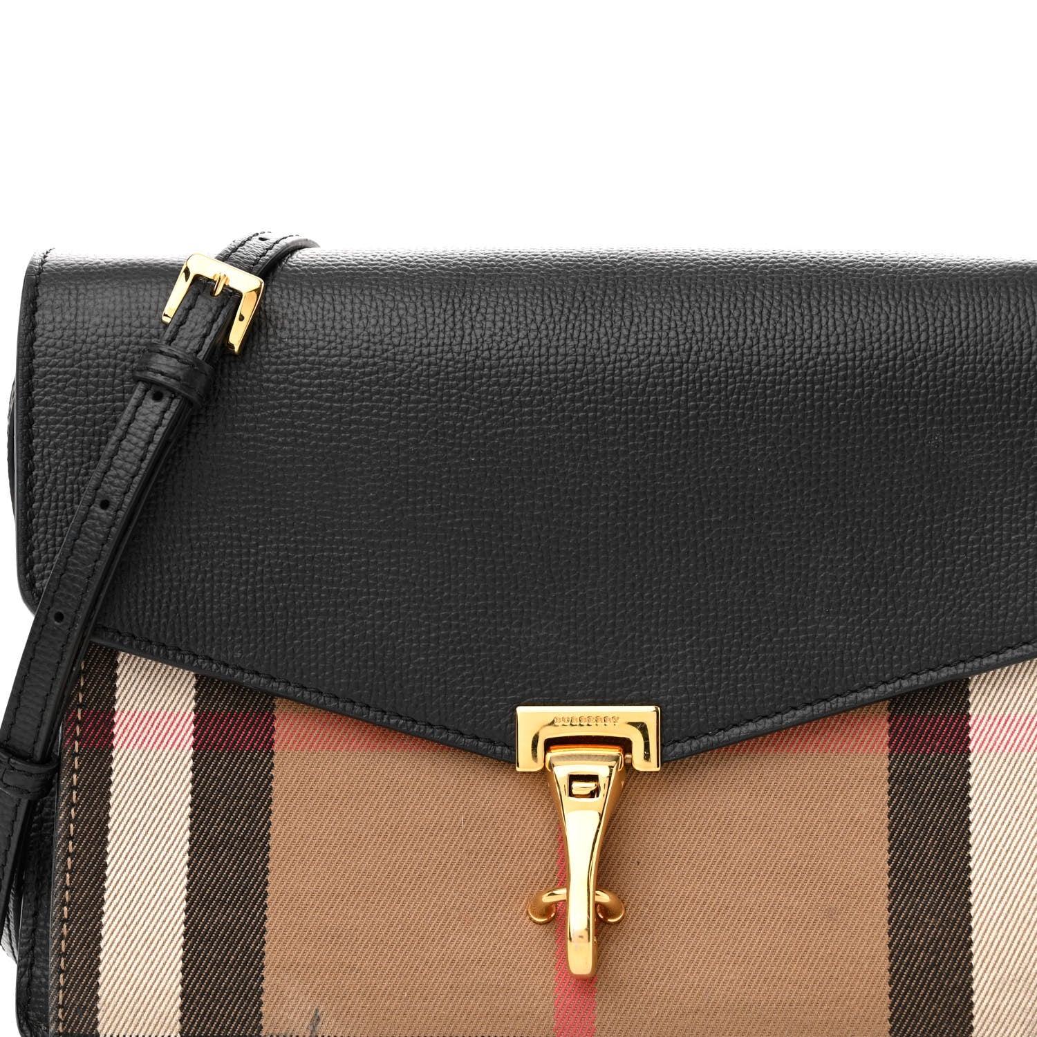 Burberry Derby Calfskin House Check Small Macken Crossbody Bag Black 8 of 11