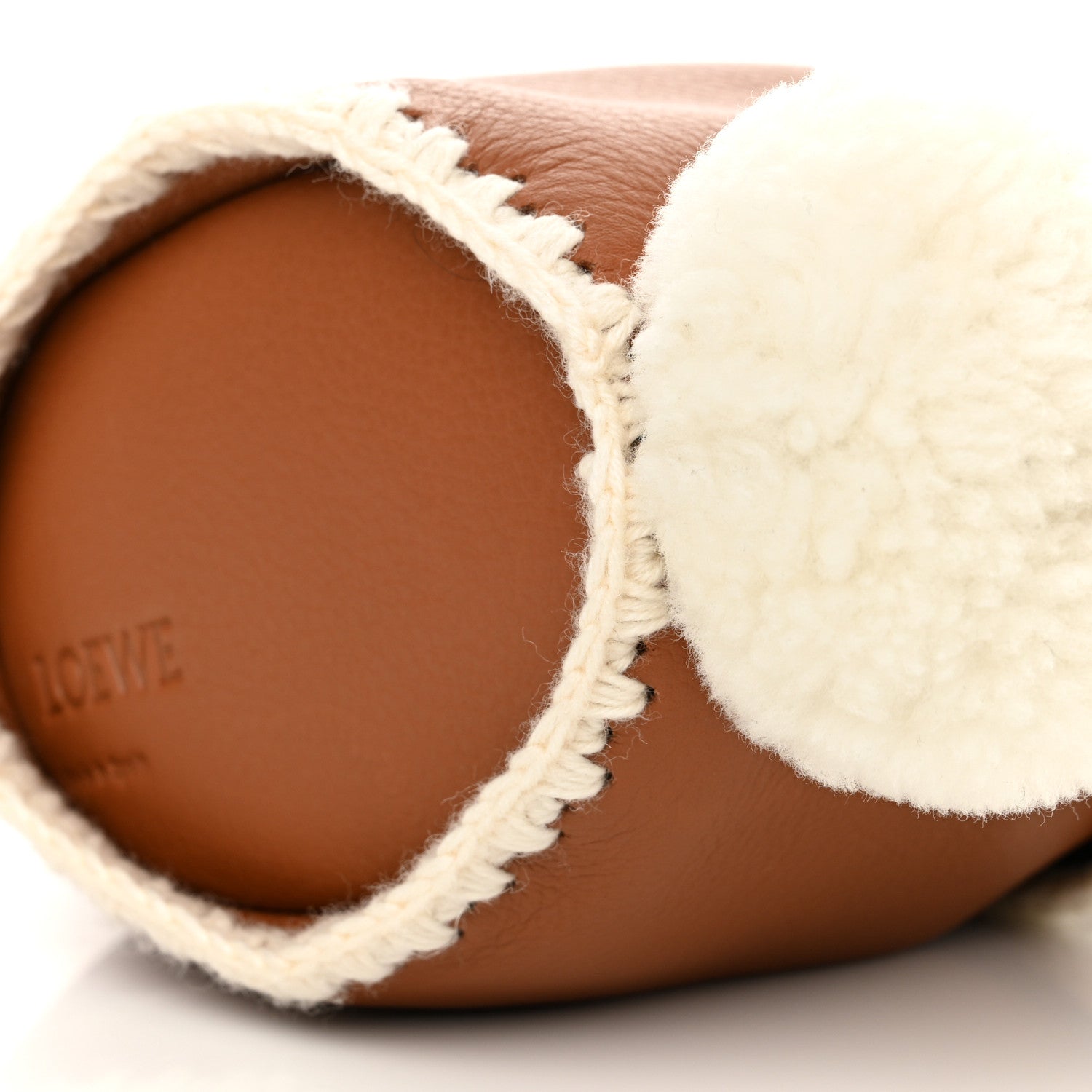 Loewe Calfskin Shearling Mini Bunny Crossbody Bag Caramel 9 of 10
