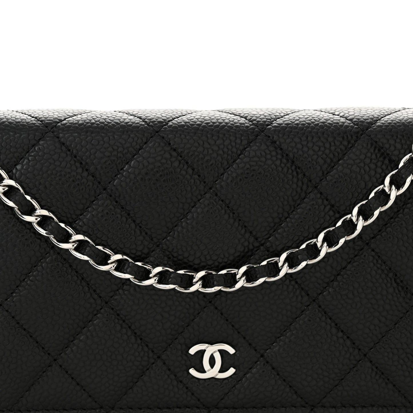 Caviar Quilted Wallet on Chain WOC Black