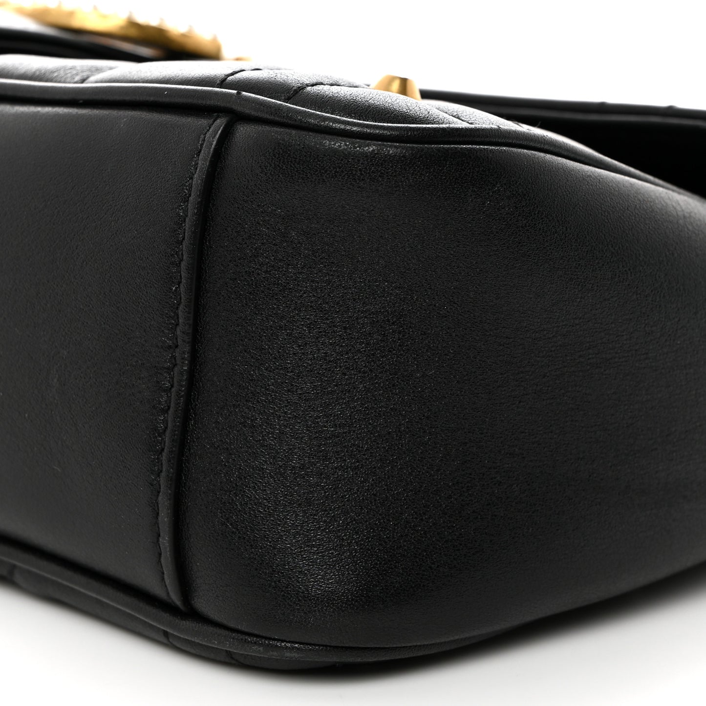 Calfskin Matelasse Studded Small Pearly GG Marmont Shoulder Bag Black