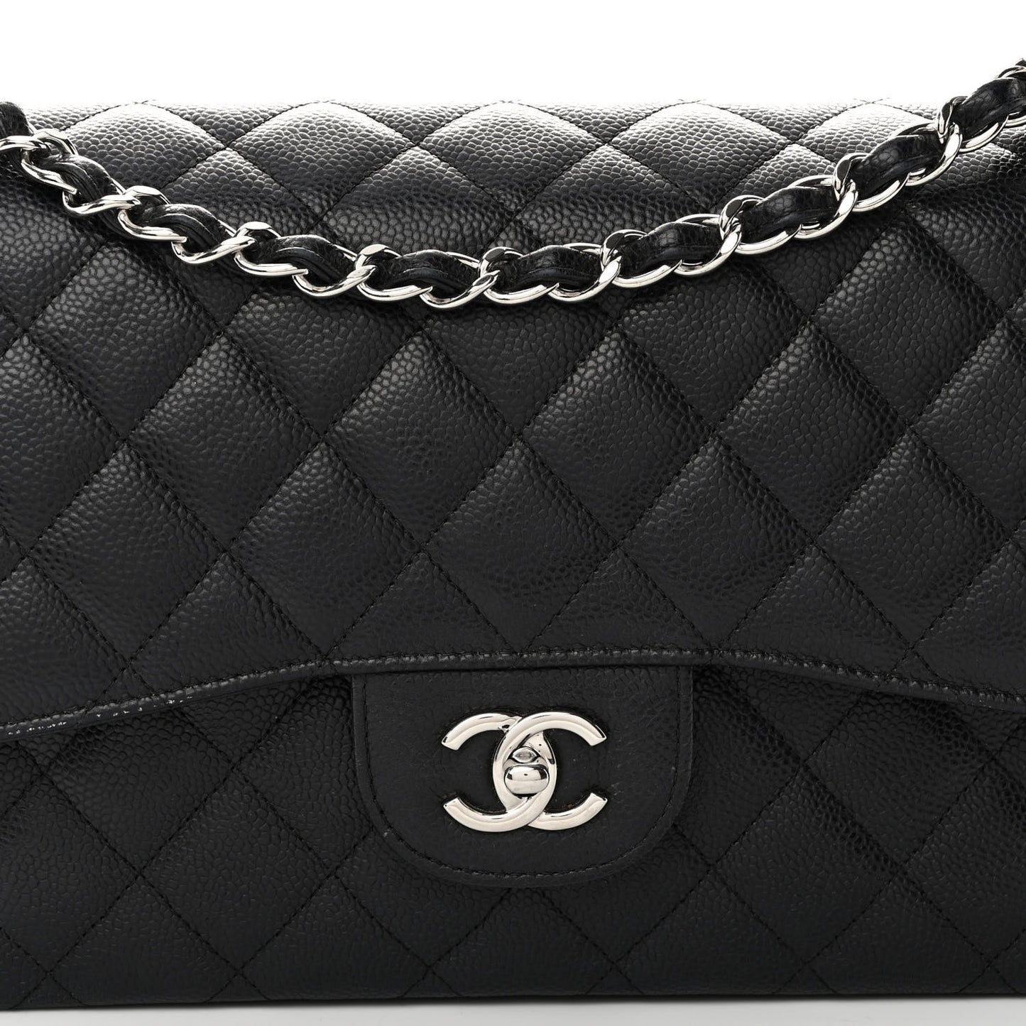 Caviar Quilted Jumbo Double Flap Black