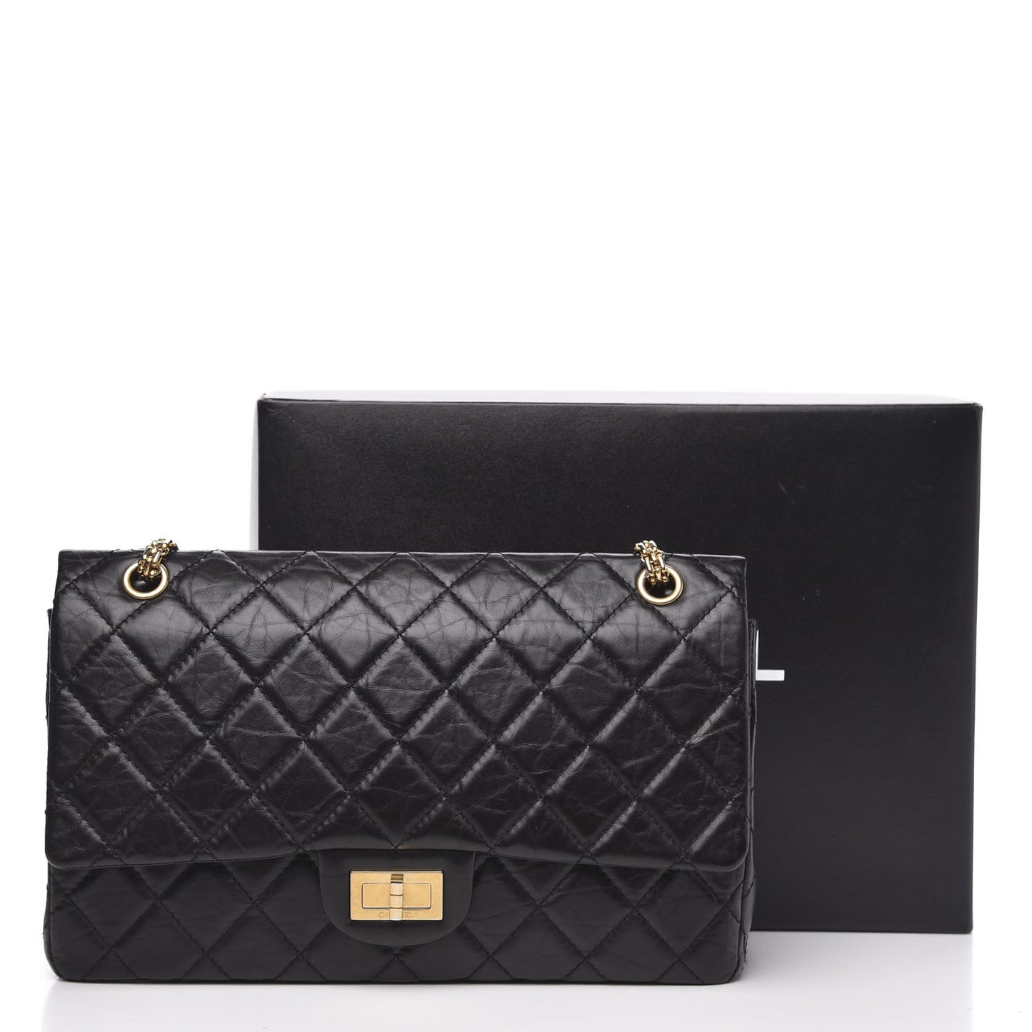 Aged Calfskin Quilted 2.55 Reissue 227 Flap Black