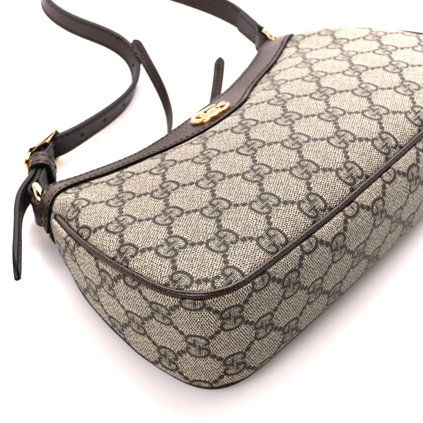 GG Supreme Monogram Textured Dollar Calfskin Small Ophidia Hobo Beige Ebony New Acero