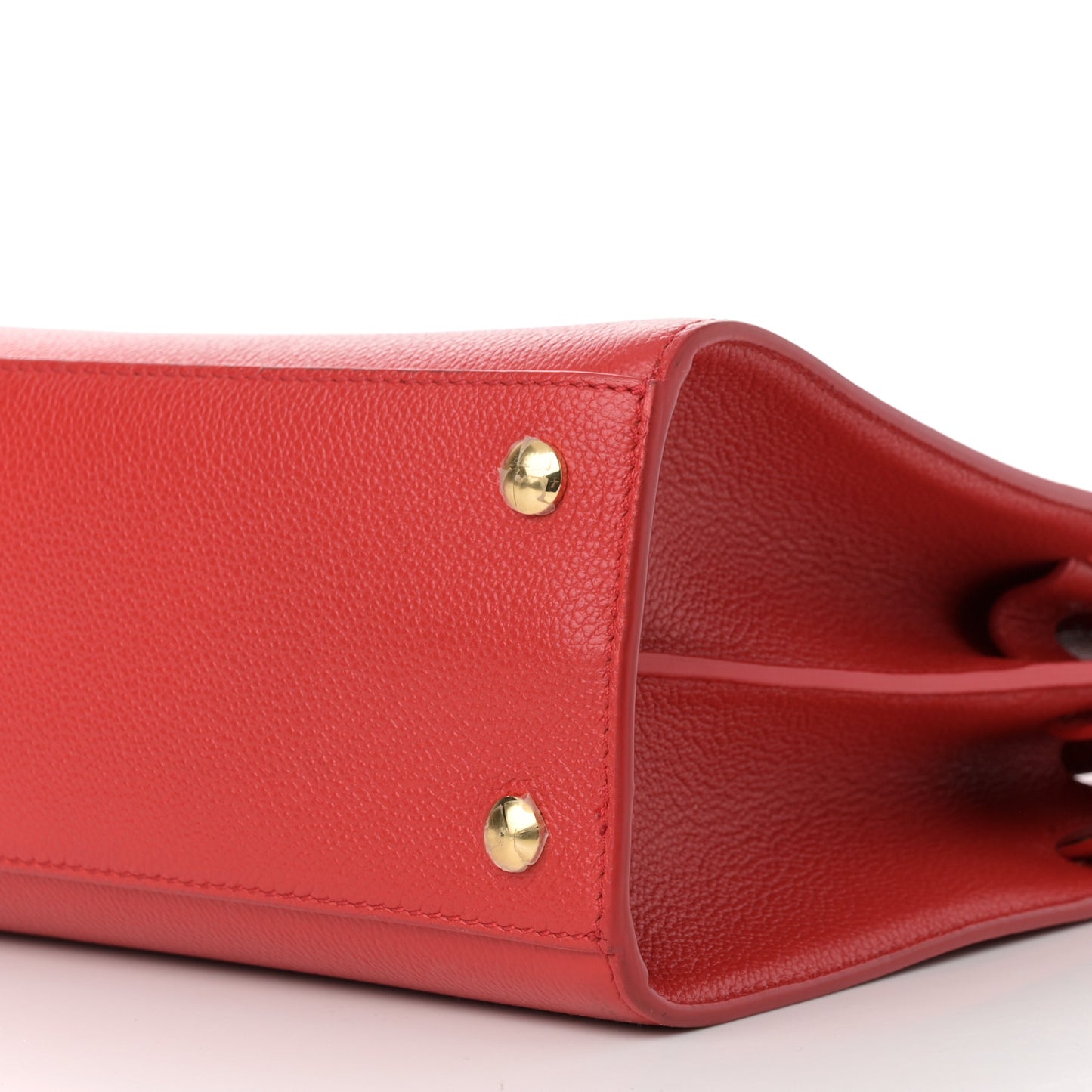 Grainy Calfskin Small Two Handle Title Bag Red