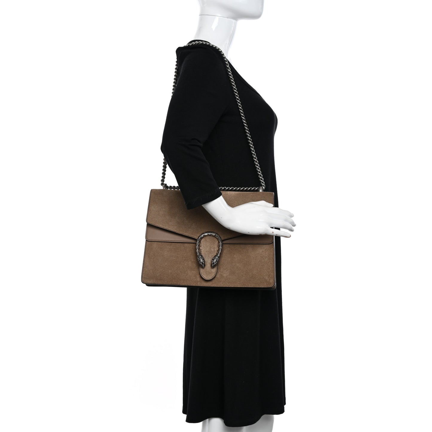 Suede Medium Dionysus Shoulder Bag Taupe