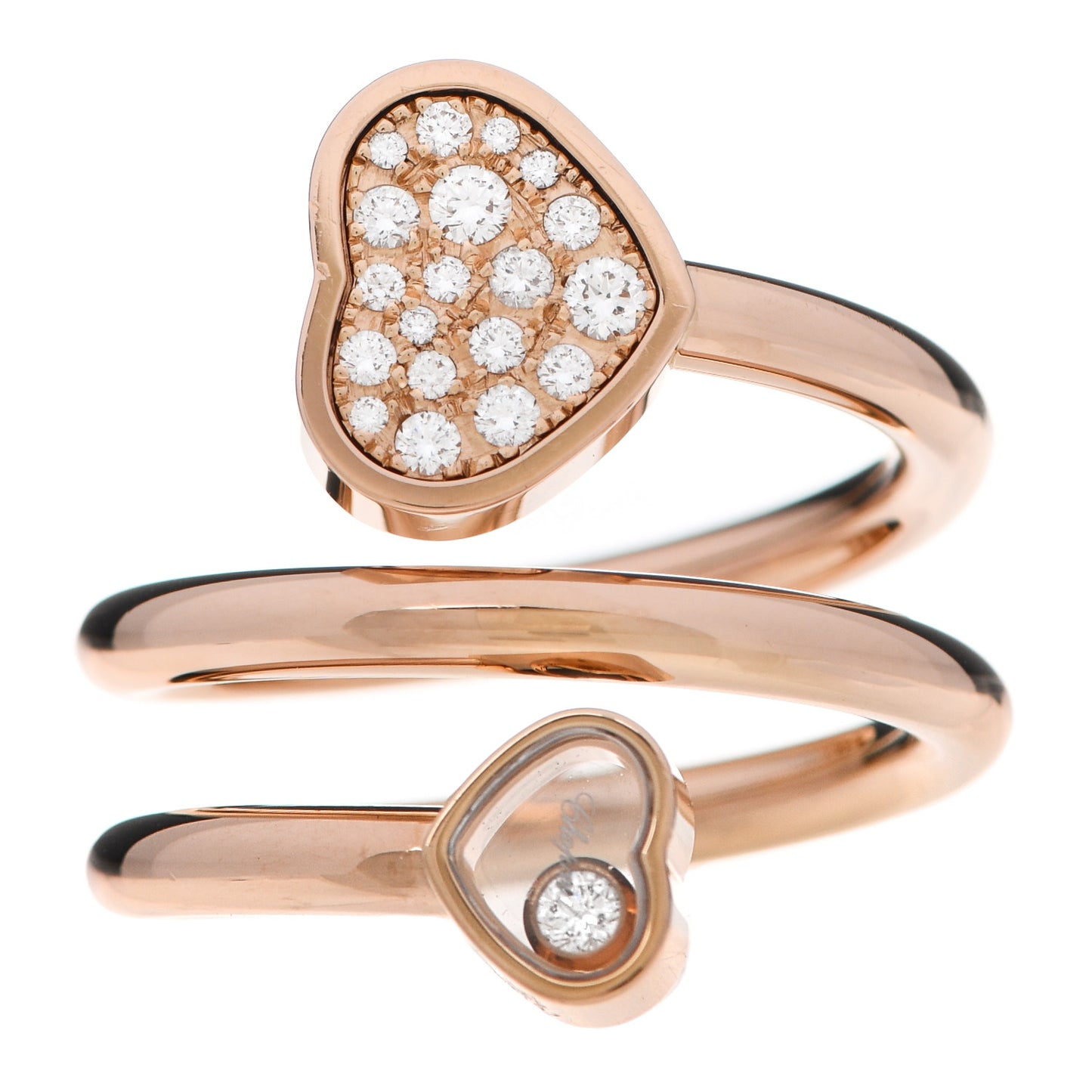 18K Rose Gold Diamond Pave Happy Hearts Twist Ring 53 6.25