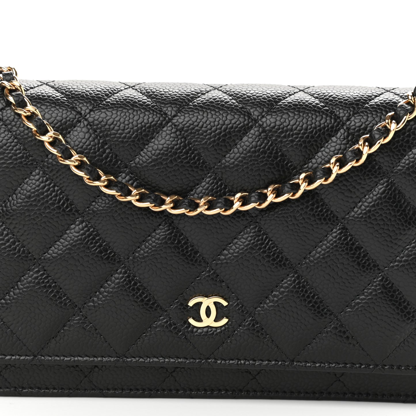 Caviar Quilted Wallet On Chain WOC Black