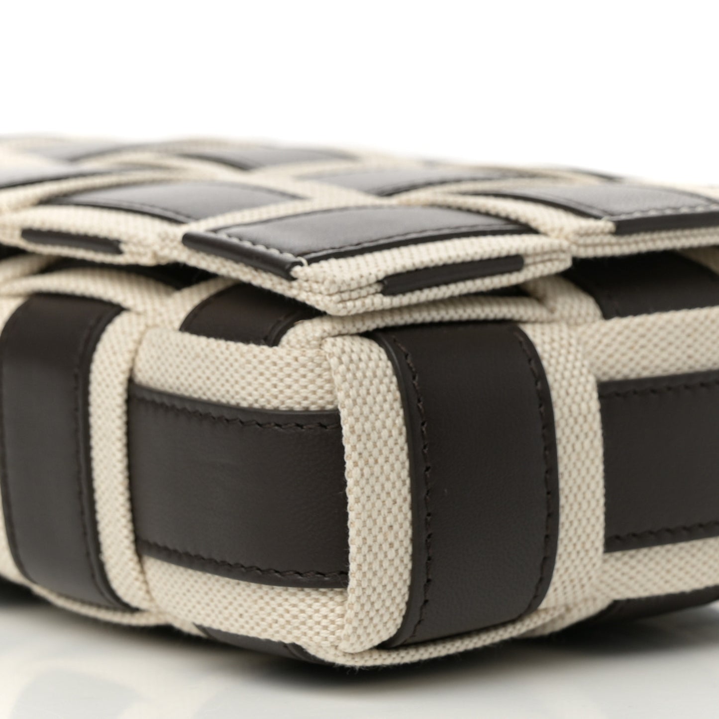 Canvas Nappa Maxi Intrecciato Cassette Crossbody Bag Natural Fondant