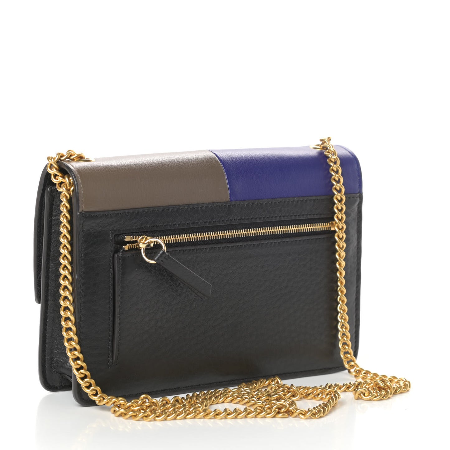 Smooth Calfskin Cheyne Clutch Indigo Clay Black
