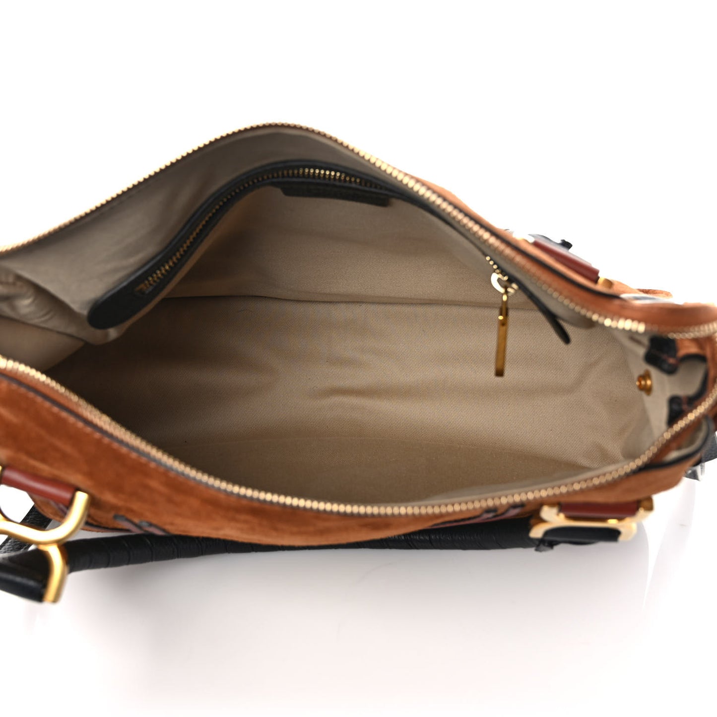 Suede Calfskin Braided Medium Marcie Double Carry Tan