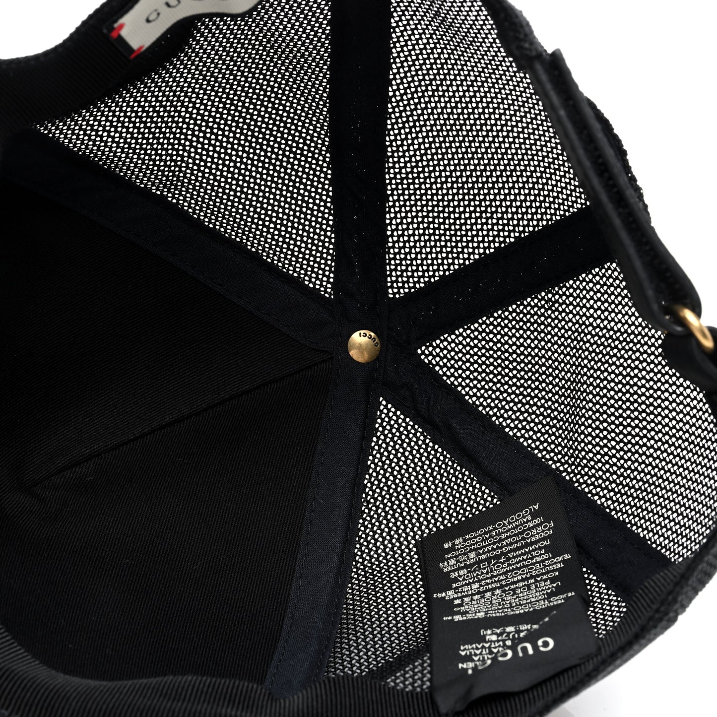 X SEGA Calfskin GUCCY Stars Baseball Hat L Black Gold