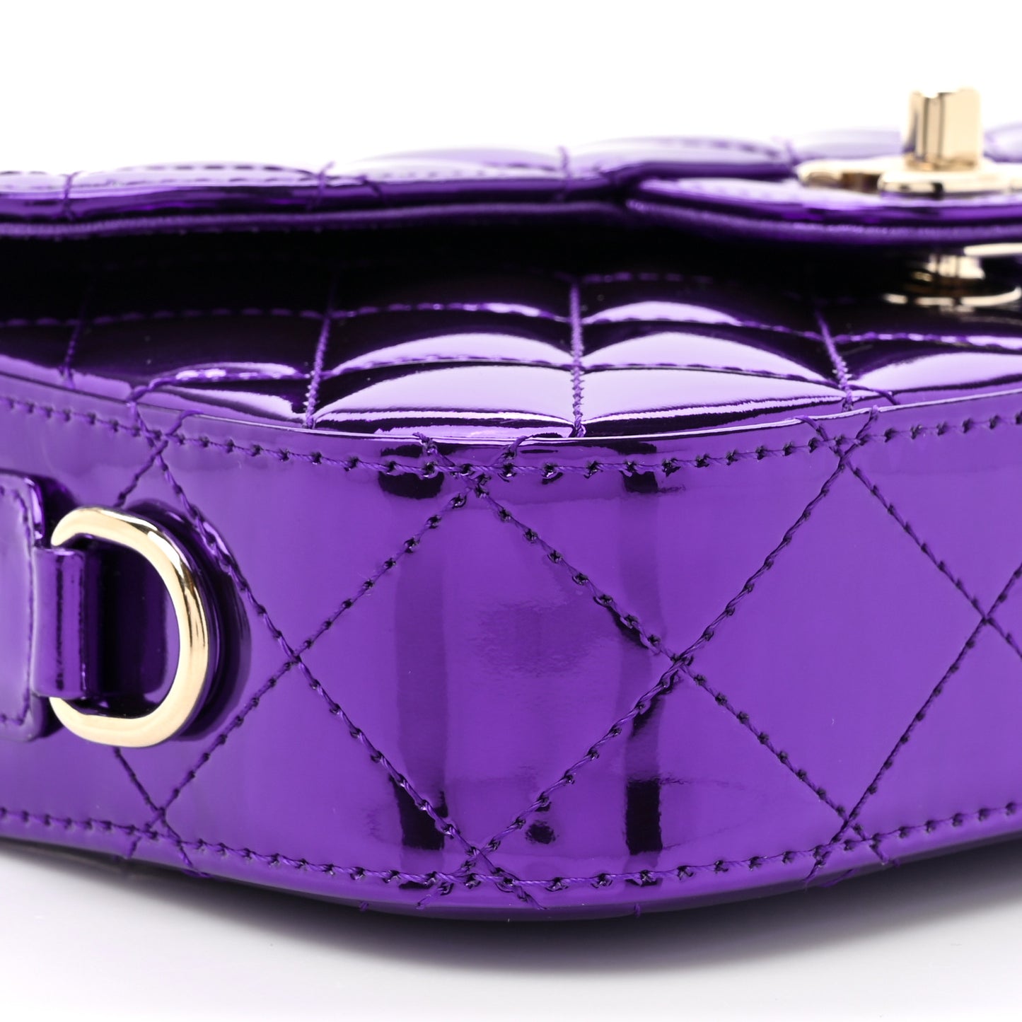 Mirror Calfskin Metallic Calfskin Quilted Hollywood Boulevard Mini Flap With Star Coin Purse Purple