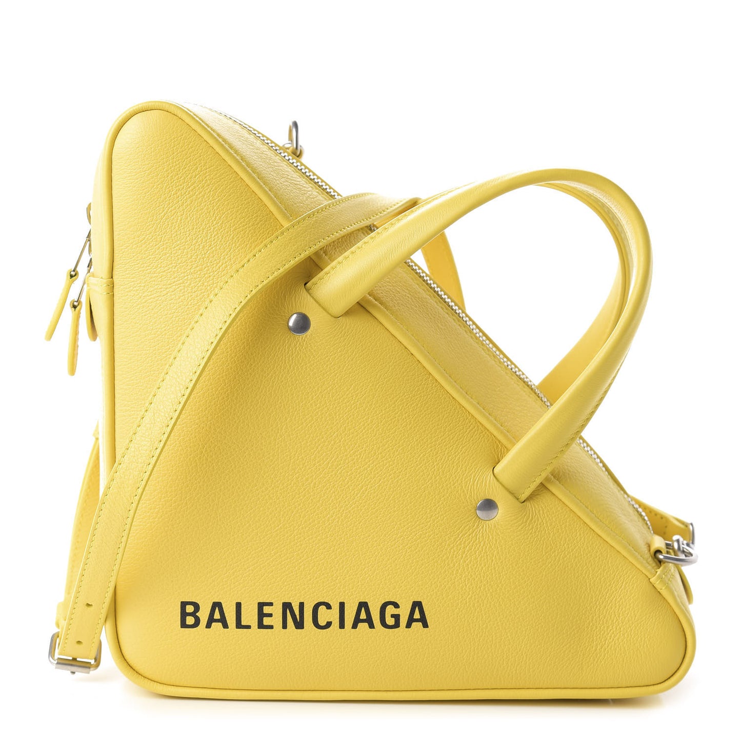 Shiny Day Calfskin Logo S Triangle Duffle Jaune Black