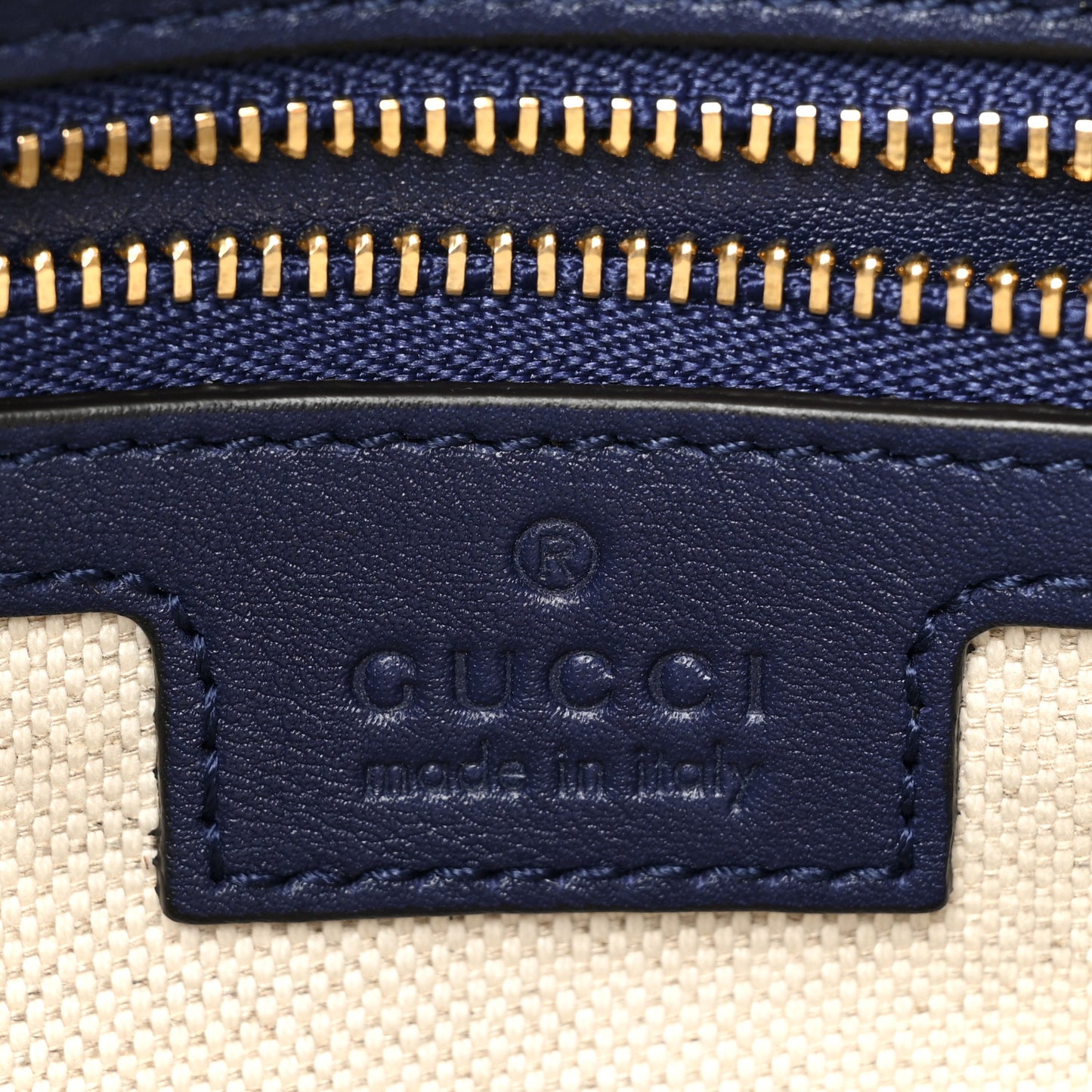 Aria Calfskin Web Large Attache Shoulder Bag Navy