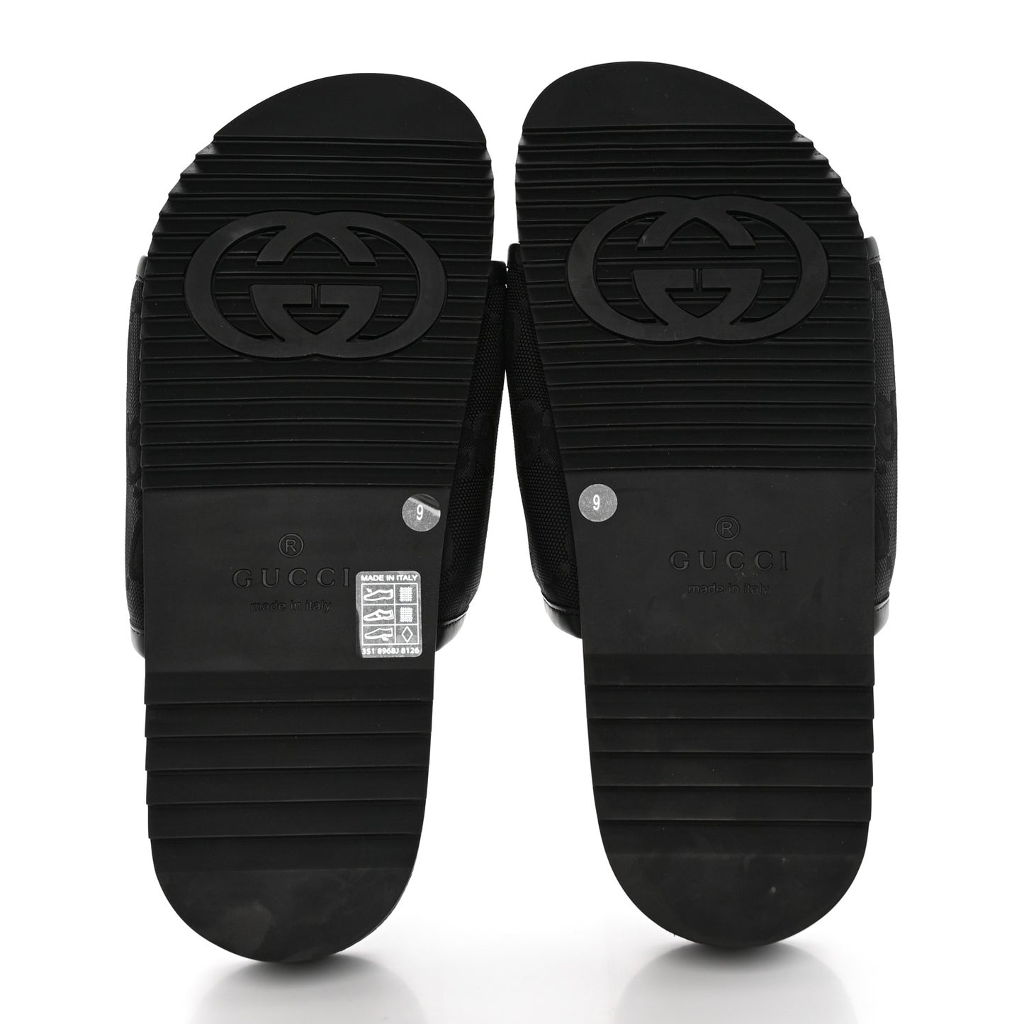 Econyl Nylon Demetra GG Monogram Mens Off the Grid Slide Sandals 9 Black