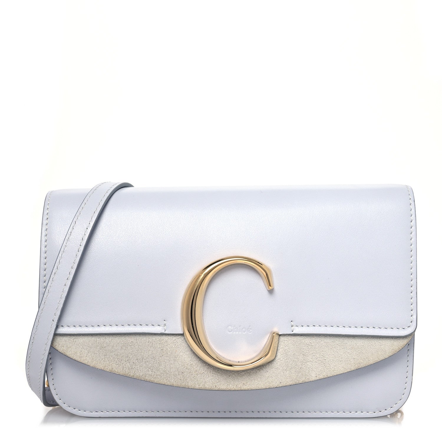 Chloe Calfskin Suede C Clutch With Chain Light Cloud 1 of 11