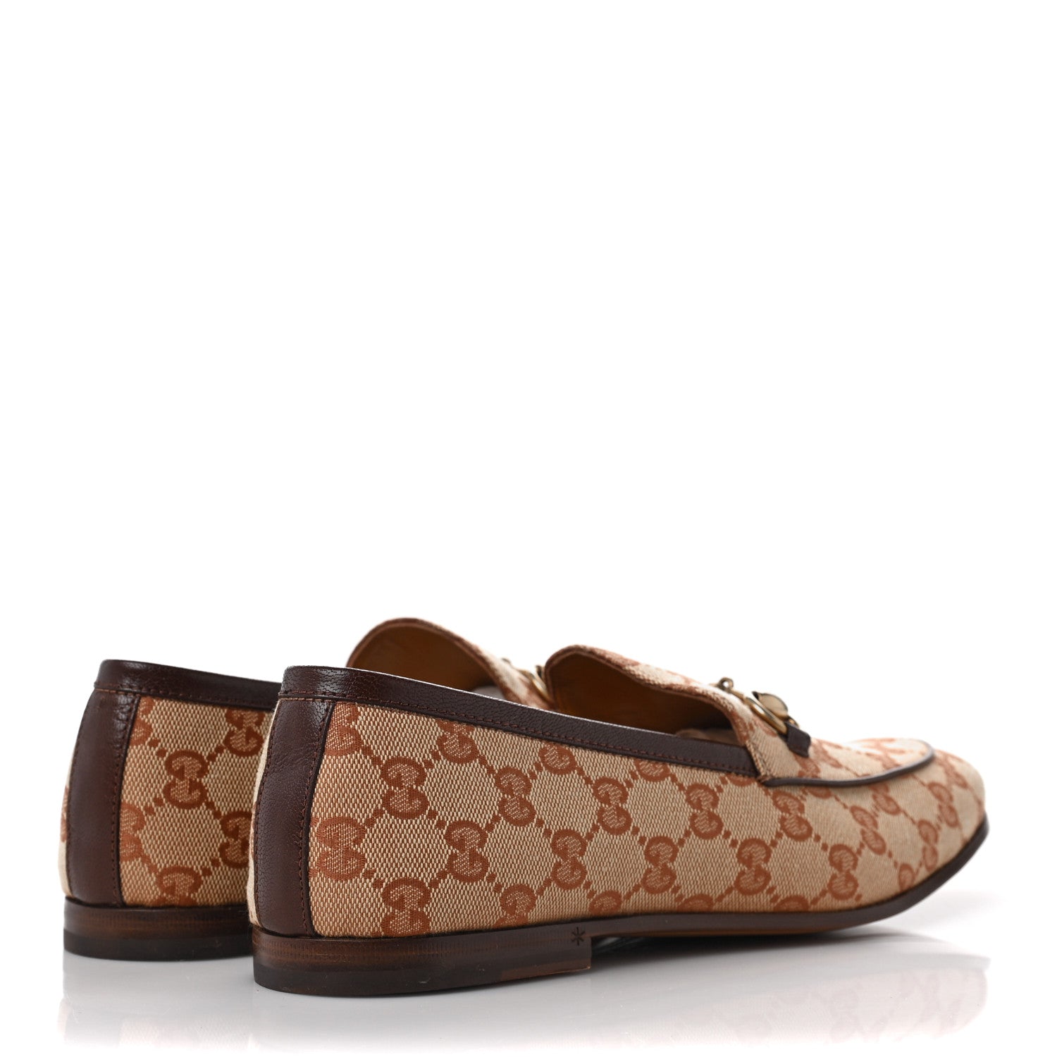 Gucci Canvas GG Monogram Horsebit Mens Jordaan Loafers 7.5 Beige Ruggine Light Brown 4 of 7