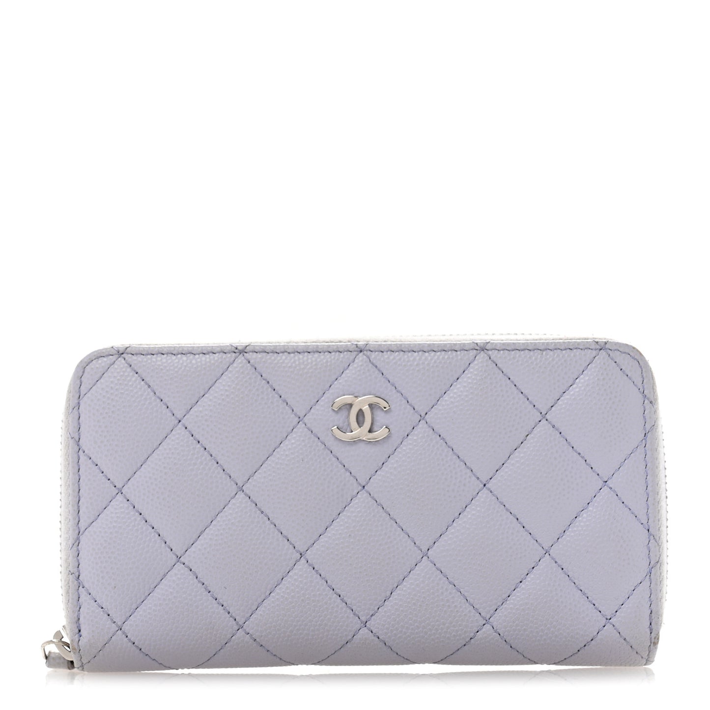 Caviar Quilted Medium Zip Around Wallet Light Purple