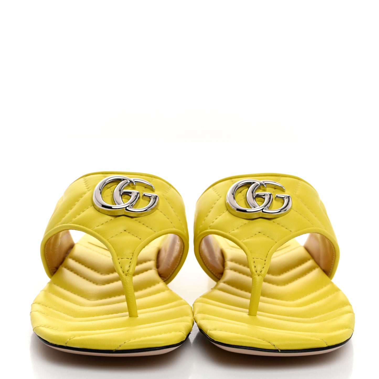 Nappa Charlotte Double G Marmont Thong Sandals 38.5 Banana