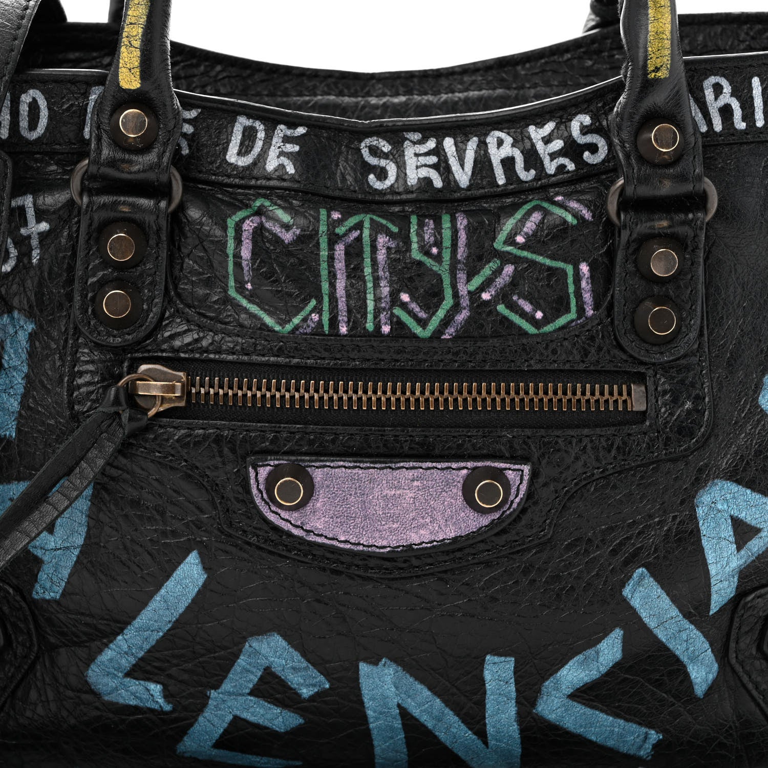 Balenciaga Agneau Graffiti All Over Classic Hardware S City Black Multicolor 8 of 10