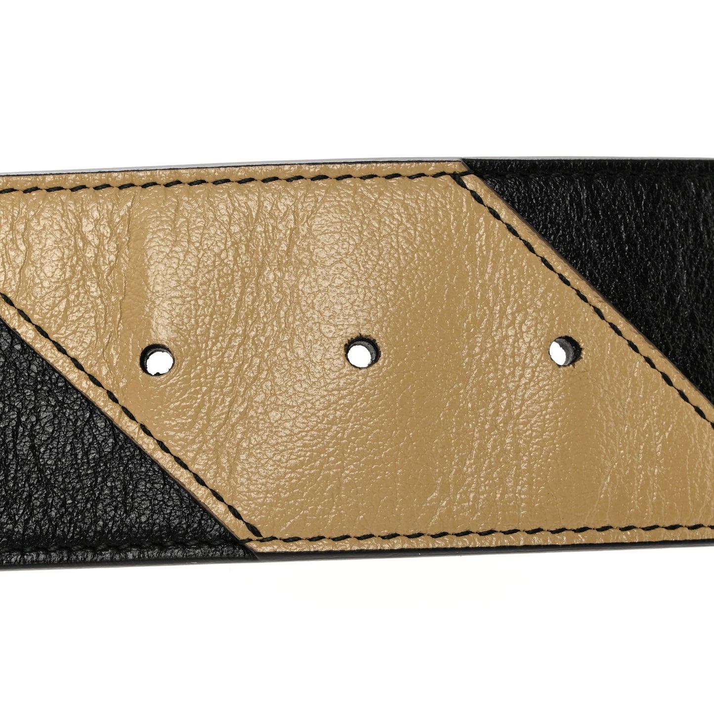 Calfskin Striped Textured Double G 50mm Belt 80 32 Black Beige