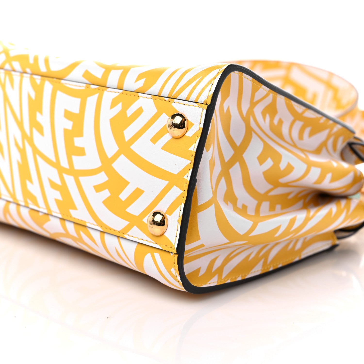 Fendi X SARAH COLEMAN Vitello Liberty Shiny Nappa Plexiglass FF Vertigo Mini Peekaboo Iconic Satchel Mimosa White 8 of 9