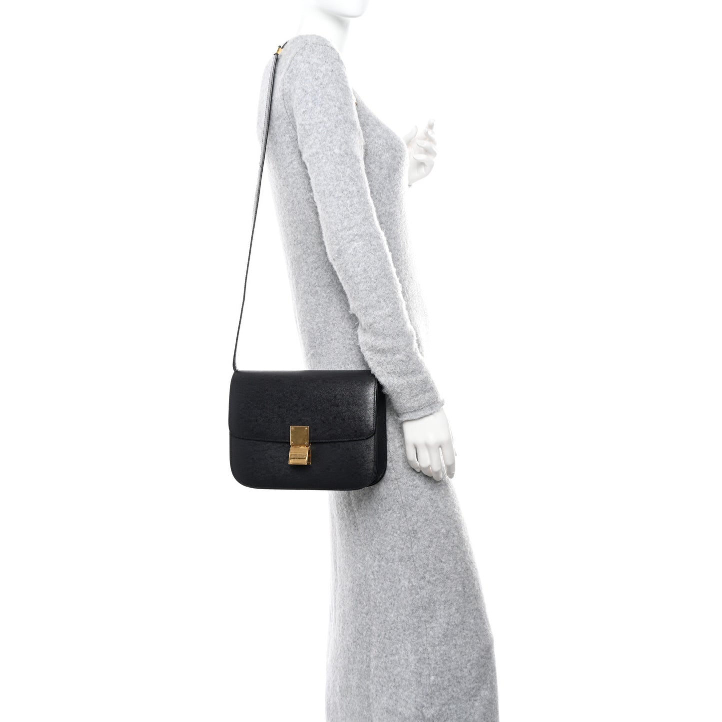 Liege Calfskin Medium Classic Box Flap Bag Black