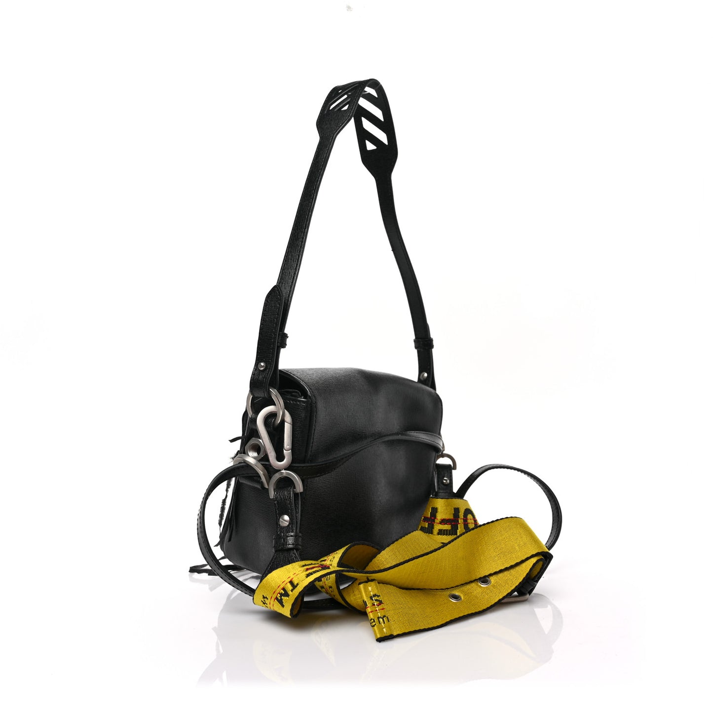 Calfskin Diag Flap Bag Black White