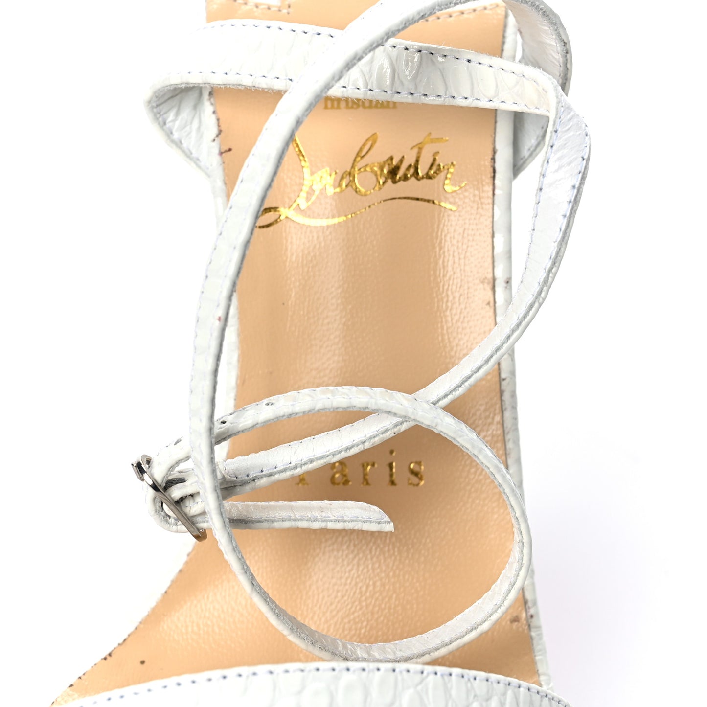 Calfskin Jurassic Loubi Queen 120 Pumps 37.5 White