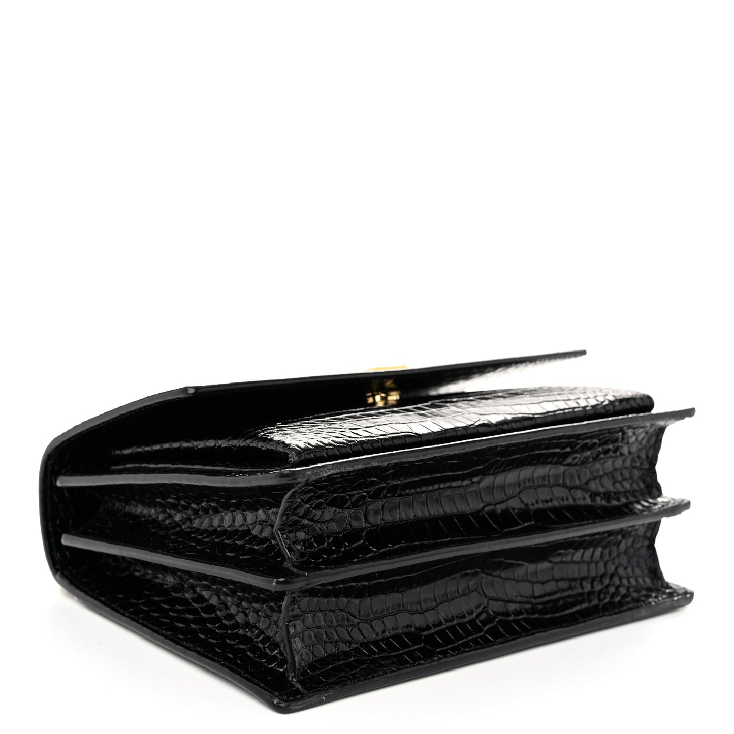 Calfskin Crocodile Embossed Medium Monogram Sunset Black