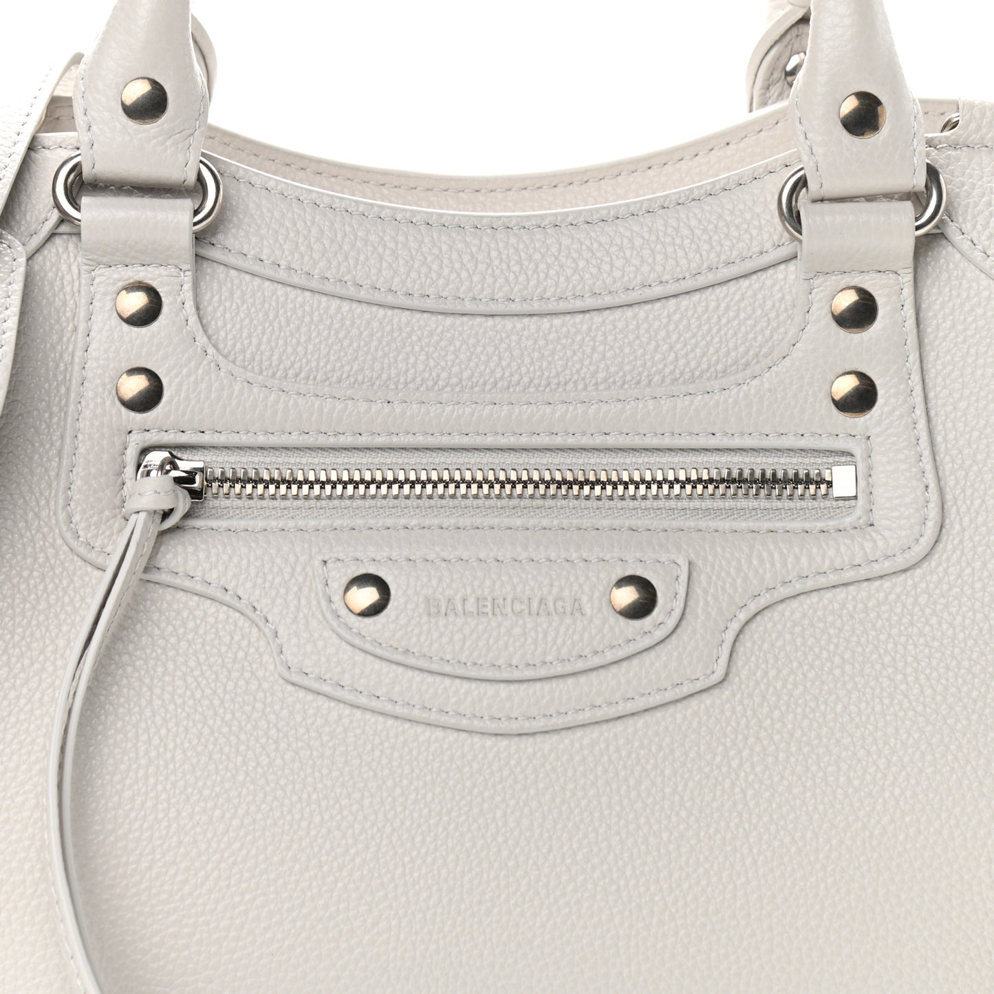 Grained Calfskin Neo Classic Silver Hardware S City Chalky White
