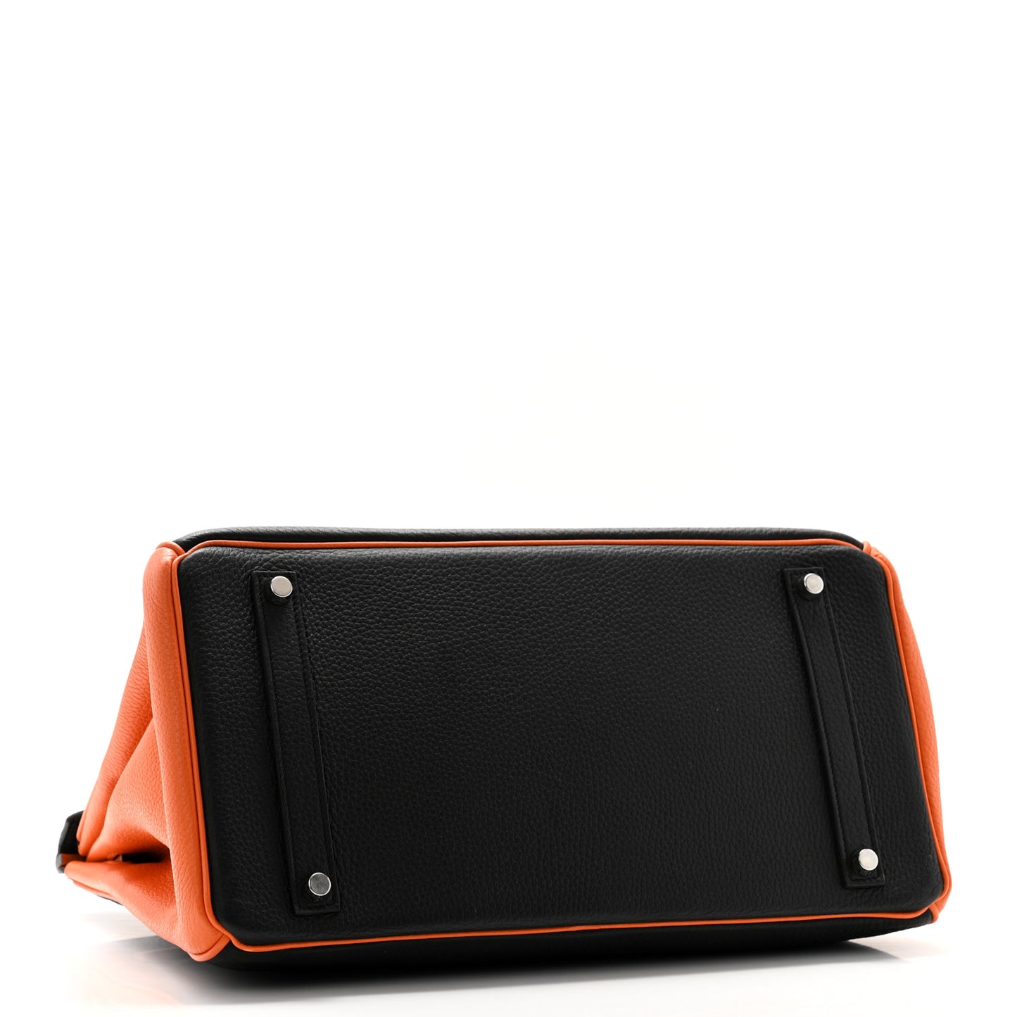 Taurillon Clemence Bi-Color Horseshoe Birkin 35 Black Orange