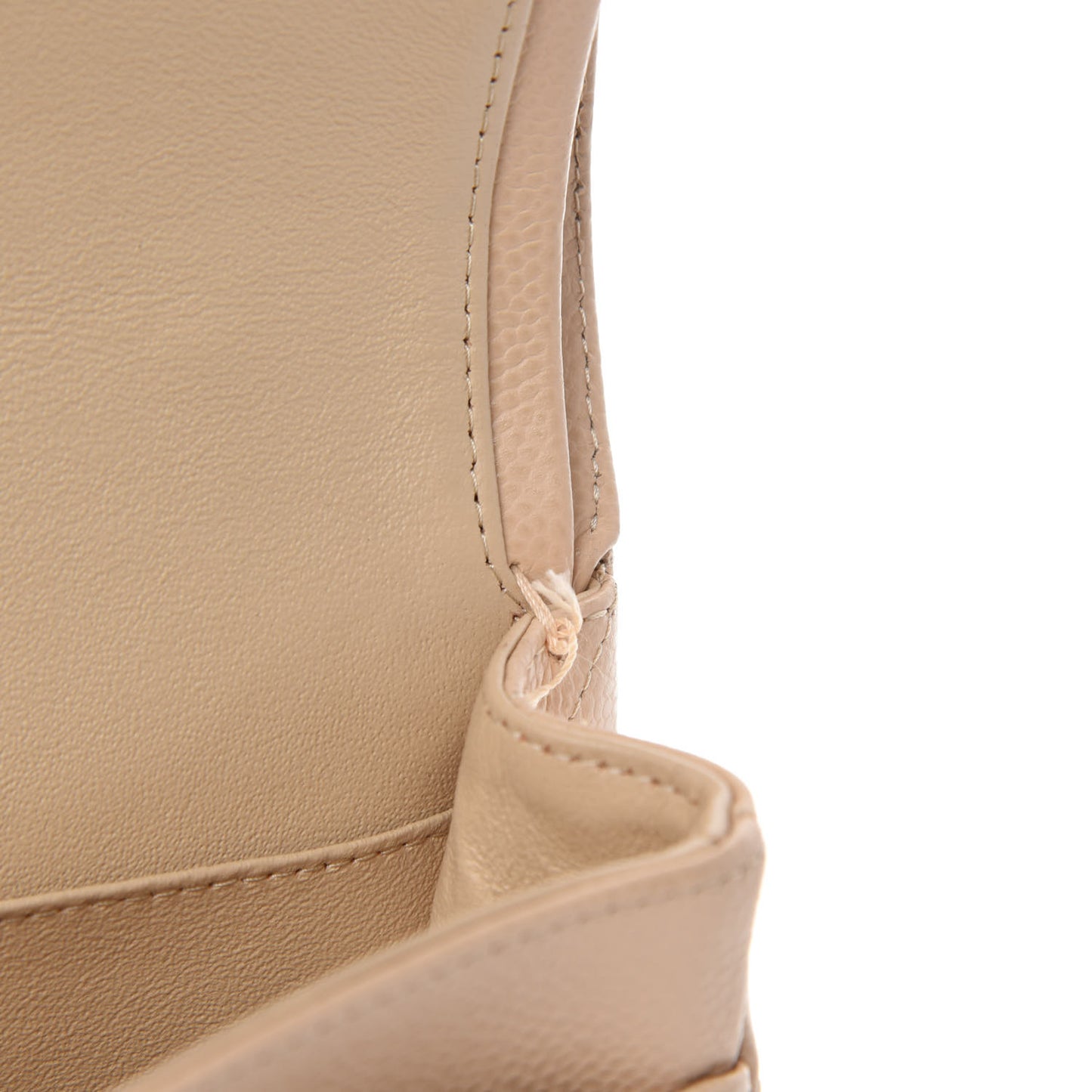 Caviar Quilted Medium Double Flap Beige Clair