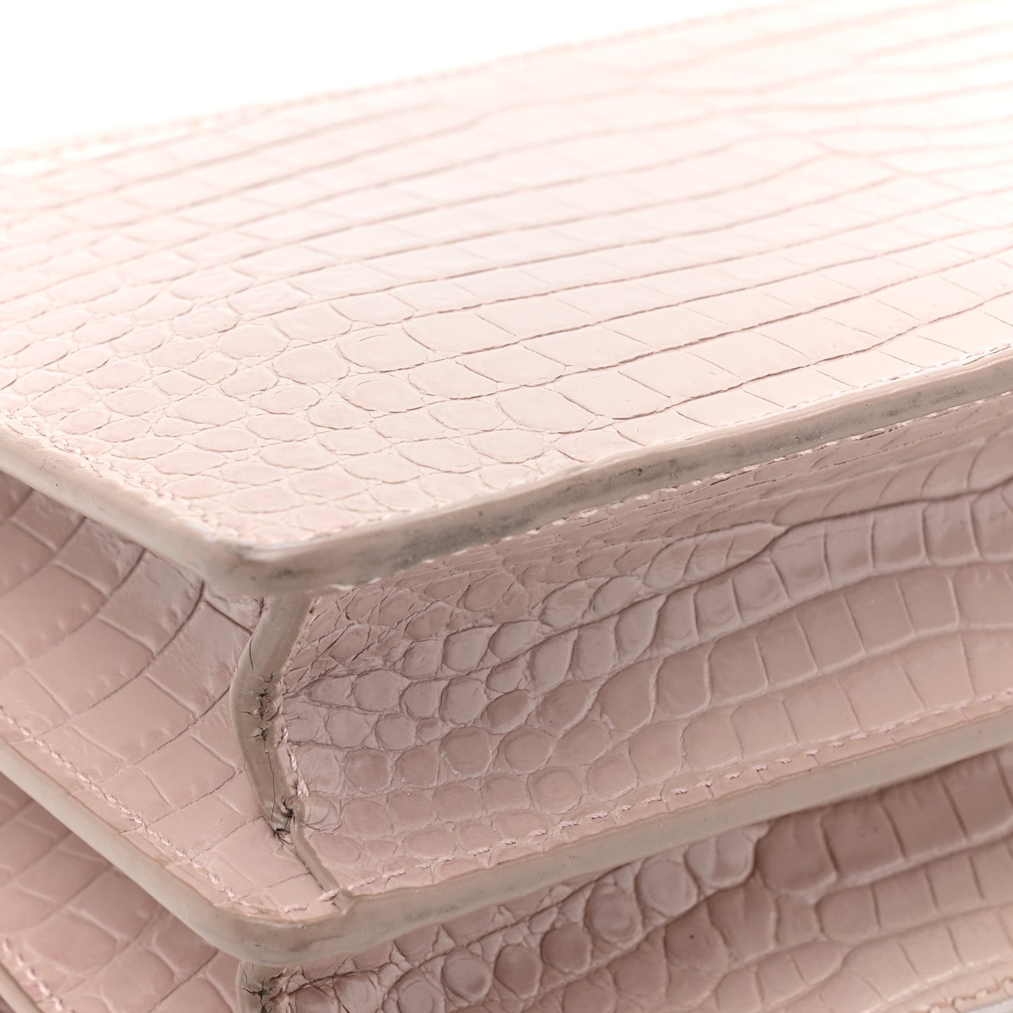 Calfskin Crocodile Embossed Medium Monogram Sunset Powder Pink