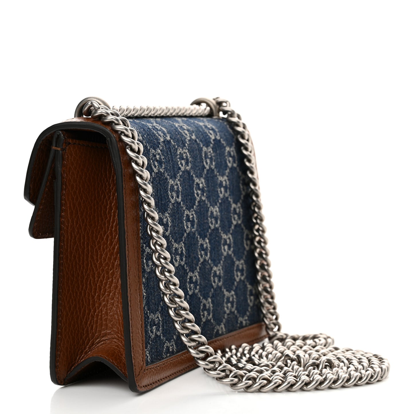 New Denim GG Monogram Dollar Calfskin Enamel Mini Dionysus Shoulder Bag Blue Tea Cuir Epilog Electric Blue