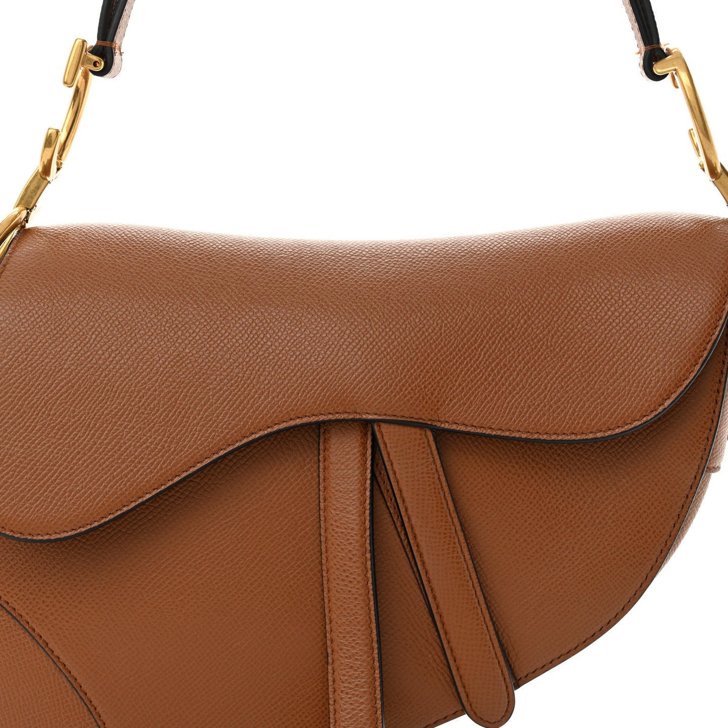 Grained Calfskin Saddle Bag Camello