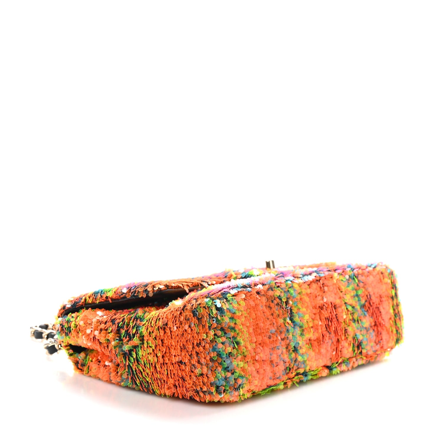 Sequin Logo Single Flap Orange Turquoise Pink