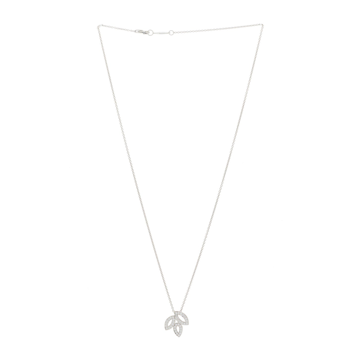 Platinum Diamond Small Lily Cluster Pendant Necklace