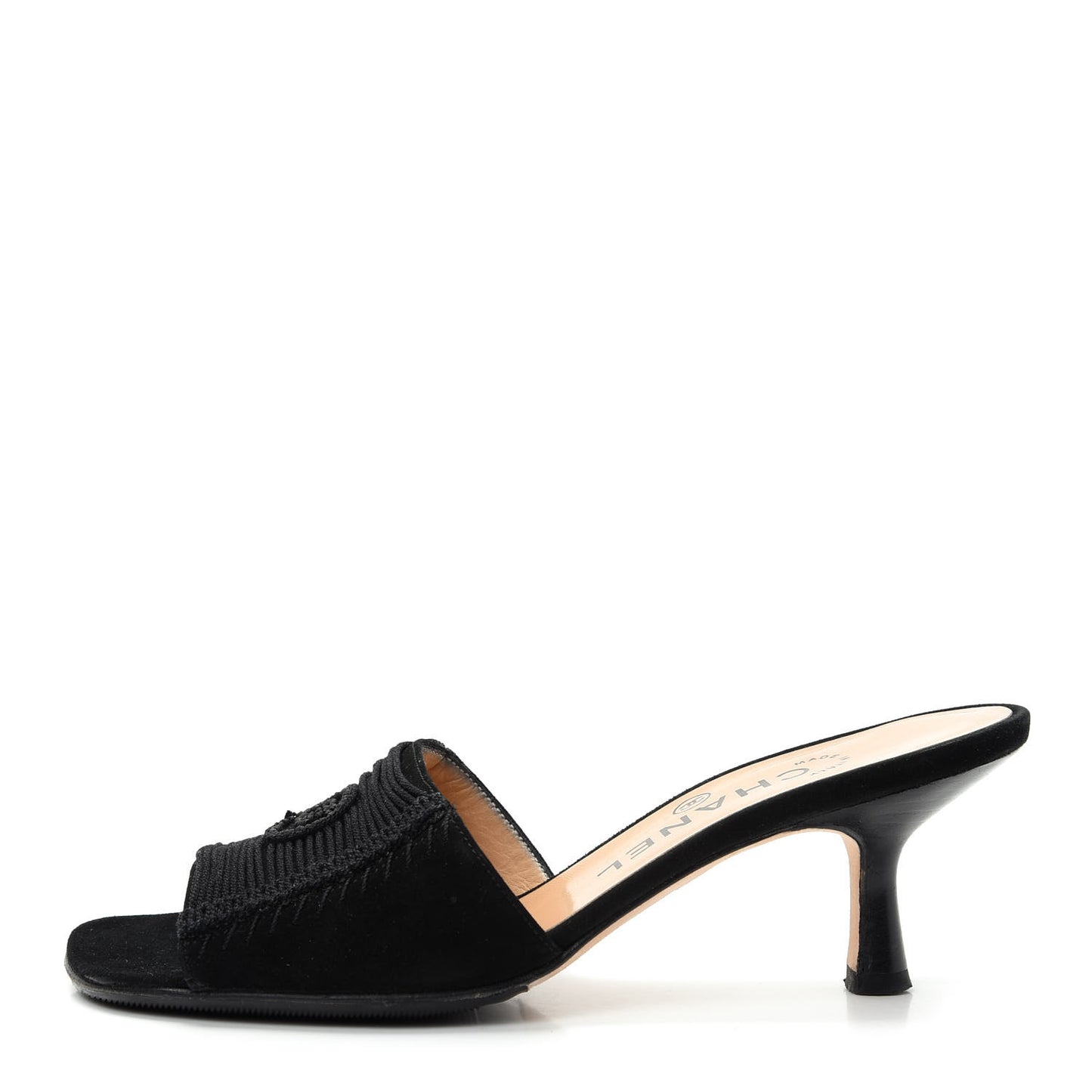 Suede Cord Beaded CC Mules 35.5 Black